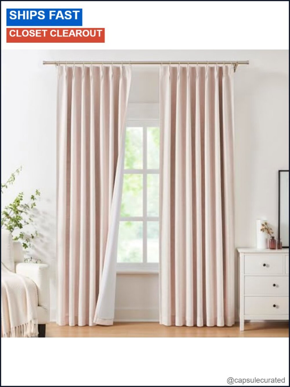 Pinch Pleat Blackout Curtain Panels w/ Hooks 40x112 Set of 2